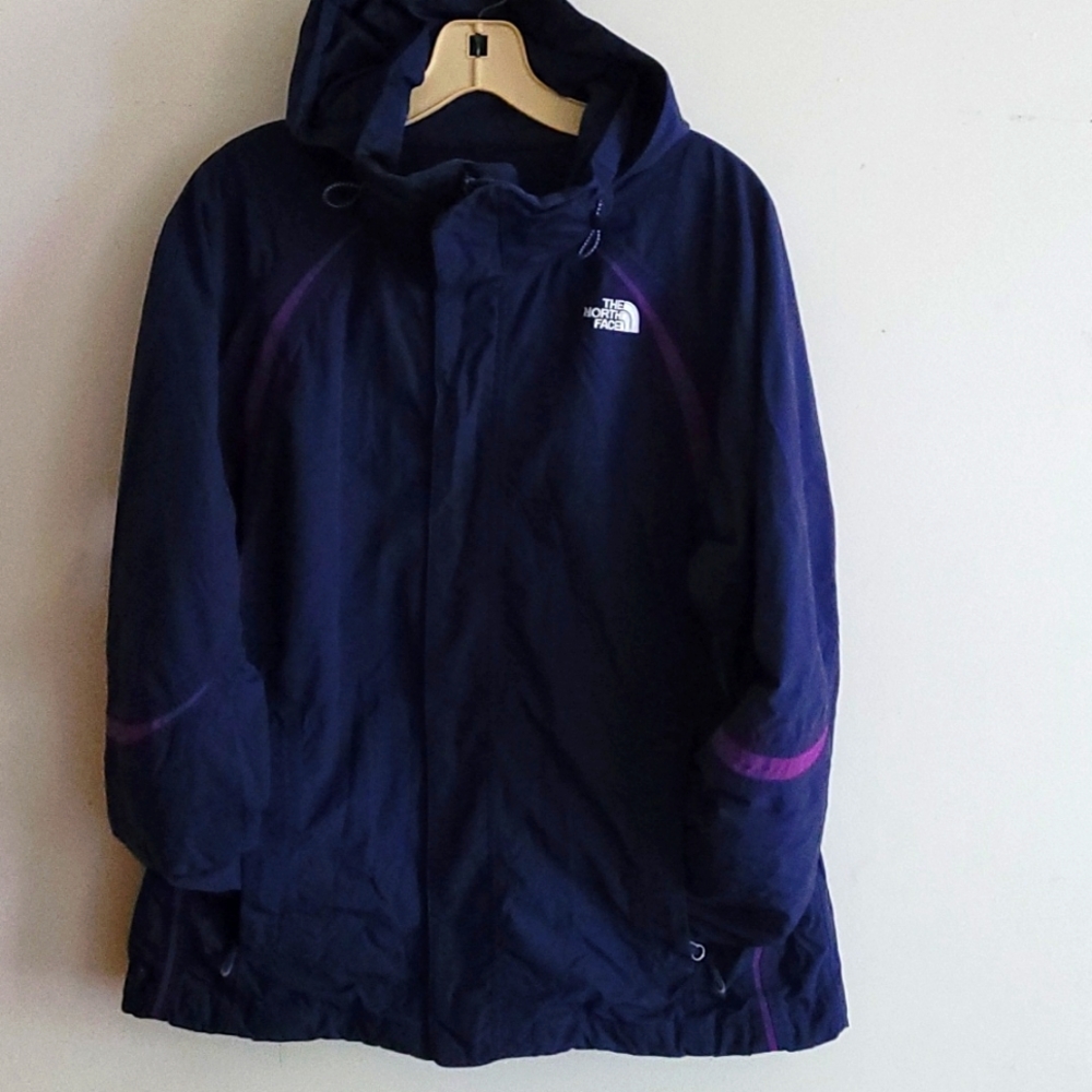 North face blue hooded jacket Sz L - Picture 1 of 8
